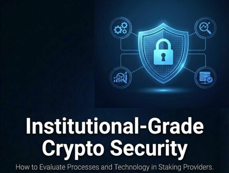 Image illustrating institutional crypto staking security across operational processes and infrastructure